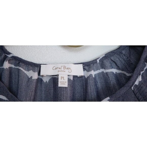 WOMEN'S BLUE & WHITE STRIPED PEASANT TOP - CORAL BAY - SIZE PL - Picture 4 of 5